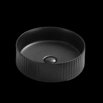 Lavoar pe blat rotund, negru, cu ventil inclus, Imperial Foglia imagine