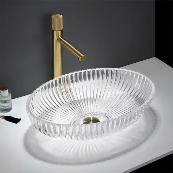 Lavoar pe blat transparent 51 cm, oval, Rea Nicole imagine