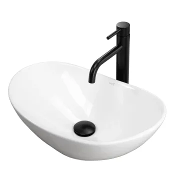 Lavoar pentru blat, alb lucios, oval, Rea Royal Mini imagine