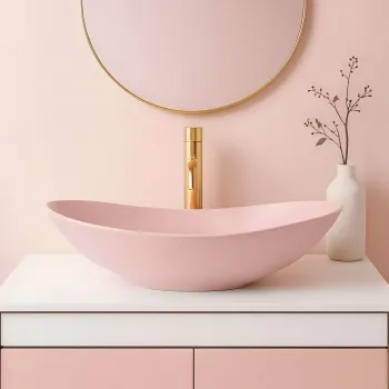 Lavoar pentru blat Rea Royal Powder Pink Matt imagine