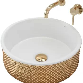 Lavoar rotund Rea Helen,  interior alb cu exterior auriu, 42 x 42 cm imagine