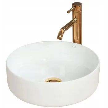 Lavoar rotund Rea Sami, alb lucios, 36 x 36 cm imagine