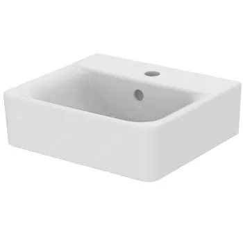 Lavoar suspendat alb 40 cm, dreptunghiular, orificiu baterie si preaplin, Ideal Standard Connect Cube imagine