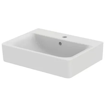 Lavoar suspendat alb 55 cm, dreptunghiular, orificiu baterie si preaplin, Ideal Standard Connect Cube imagine