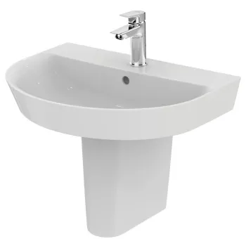 Lavoar suspendat alb 60 cm, asimetric, orificiu baterie si preaplin, Ideal Standard Connect Air imagine