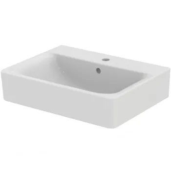 Lavoar suspendat alb 60 cm, dreptunghiular, orificiu baterie si preaplin, Ideal Standard Connect Cube imagine