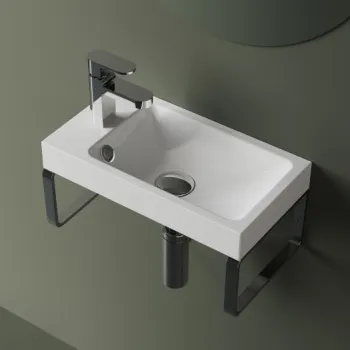 Lavoar suspendat din compozit, 40 x 22 cm,  alb lucios, dreptunghiular,  Foglia Ida imagine