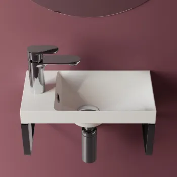 Lavoar suspendat din compozit, 40 x 22 cm, alb lucios, dreptunghiular, Foglia Penelope imagine