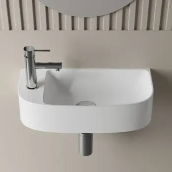 Lavoar suspendat din compozit, 44x22x10.5 cm, alb lucios, Foglia Sonnet imagine