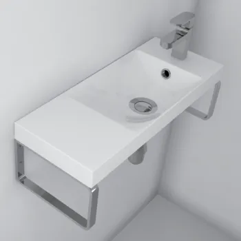 Lavoar suspendat din compozit , 55 x 22 cm, alb lucios, dreptunghiular, Foglia Penelope imagine