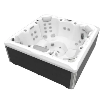Minipiscina jacuzzi 7 persoane, alb-lucios, 46 jeturi hidromasaj, 215 A  215 cm, WiFi, sistem audio, Wellis Mandala Deluxe imagine