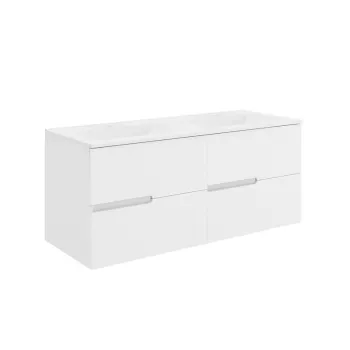 Mobilier baie alb cu doua lavoare si 4 sertare soft close, Toledo, 120 cm imagine