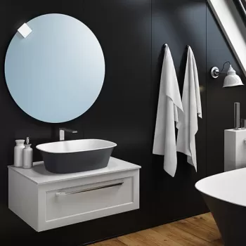Mobilier baie suspendat alb 75 cm, pentru lavoar pe blat, KolpaSan Blanche imagine