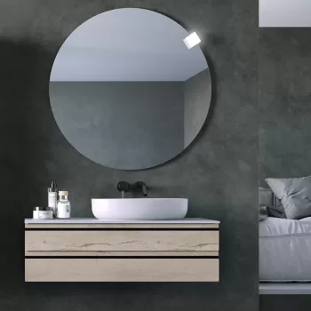 Mobilier baie suspendat craft wood 100 cm, pentru lavoar pe blat, Alexis Kolpasan imagine