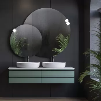 Mobilier baie suspendat verde 150 cm, pentru doua lavoare pe blat, Alexis Kolpasan imagine