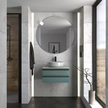 Mobilier baie suspendat verde 60 cm, pentru lavoar pe blat, KolpaSan Alexis imagine