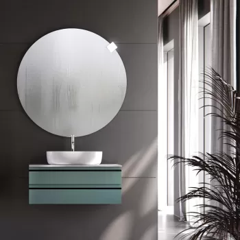 Mobilier baie suspendat verde 80 cm, pentru lavoar pe blat, Alexis Kolpasan imagine