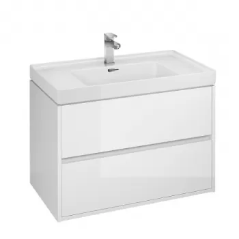 Mobilier lavoar suspendat cu 2 sertare Cersanit, alb, 80 cm, Crea imagine