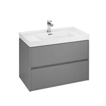 Mobilier lavoar suspendat cu 2 sertare Cersanit, gri, 80 cm, Crea imagine