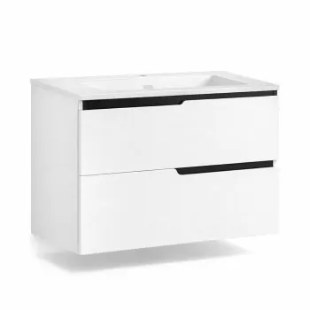 Mobilier pentru lavoar incastrat 60 cm, alb mat, Fluminia Bari imagine