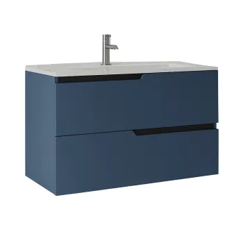 Mobilier pentru lavoar incastrat 80 cm,  albastru mat, Fluminia Bari imagine