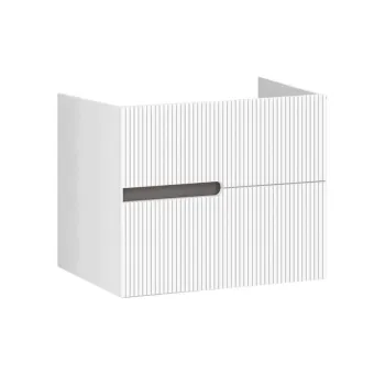 Mobilier pentru lavoar pe blat 60 cm, alb, cu riflaje, Fluminia Malta imagine