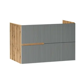 Mobilier pentru lavoar pe blat, finisaj riflat 80 cm, verde, Fluminia Malta imagine