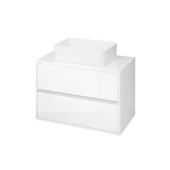 Mobilier suspendat lavoar pe blat alb 80 cm Cersanit Crea imagine