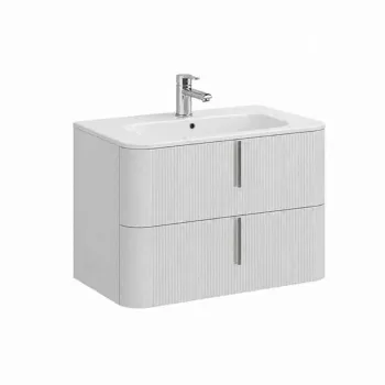 Mobilier suspendat pentru lavoar 80 46 cm, cu front riflat alb mat, Fluminia Pisa imagine