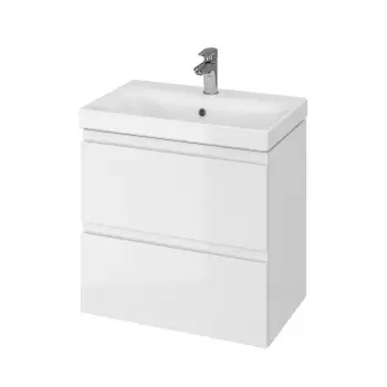 Mobilier suspendat pentru lavoar incastrabil alb 60 cm, Cersanit Moduo Slim imagine