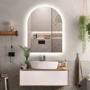 Oglinda baie 55x90 cm, LED, dezaburire si lumina ambientala, Fluminia Bilbao imagine
