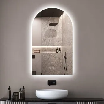 Oglinda baie 60x80 cm, LED, dezaburire si lumina ambientala, Fluminia Bilbao imagine