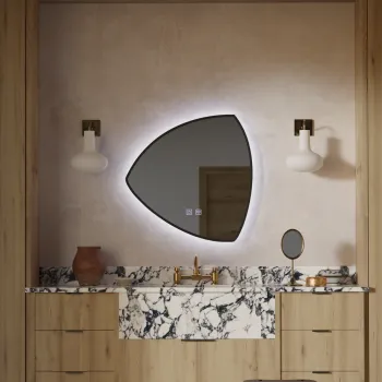 Oglinda baie cu iluminare LED si functie dezaburire 60x60 cm, rama neagra, Touch Fiero imagine