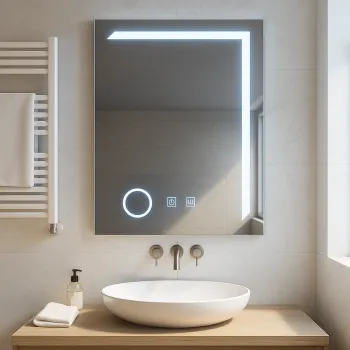 Oglinda baie cu iluminare LED si sistem de dezaburire 60x80 cm, Linea Touch imagine