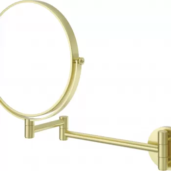 Oglinda cosmetica baie cu 2 fete si brat mobil, auriu periat, Deante Round imagine