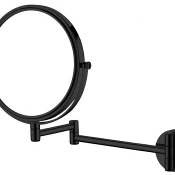 Oglinda cosmetica baie cu 2 fete si brat mobil, negru mat, Deante Round imagine