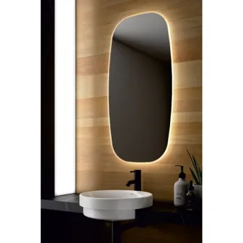 Oglinda cu iluminare Led Gala Eire 90x45 cm cu margine neagra, 20W, 5700 K imagine