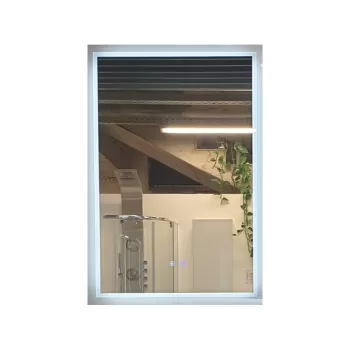 Oglinda dreptunghiulara cu iluminare LED 3 culori si rama aluminiu, 90 cm, Fluminia Siza imagine