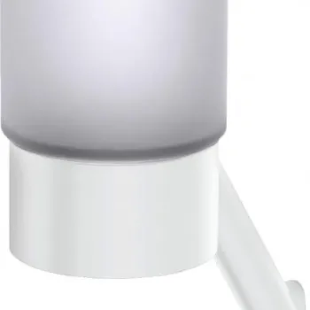 Pahar pentru periute si pasta de dinti, alb, cu suport, Deante Arnika imagine