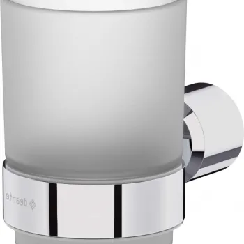 Pahar pentru periute si pasta de dinti, crom, cu suport, Deante Arnika imagine