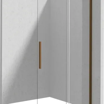 Paravan dus sticla securizata 6 mm cu usa glisanta 140x195 cm, bronz periat, Deante Prizma imagine