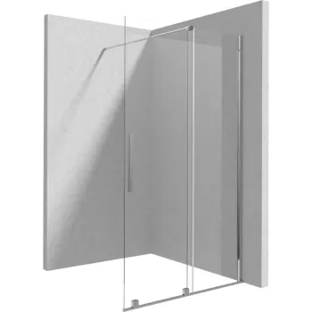 Paravan dus sticla securizata walk-in cu usa glisanta, 140x195 cm, crom lucios, Deante Prizma imagine