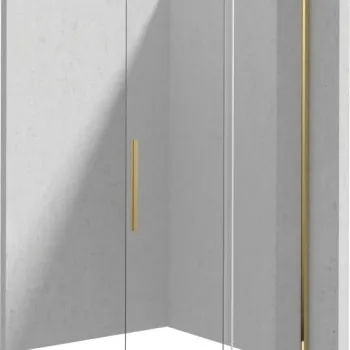 Paravan dus sticla securizata walk-in cu usa glisanta, 90x195 cm, auriu lucios, Deante Prizma imagine