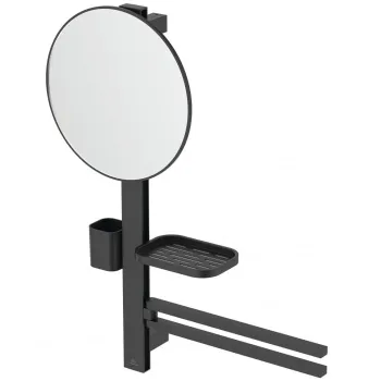 Set accesorii baie pentru lavoar Ideal Standard Alu+ negru mat 70 cm, oglinda fixa imagine