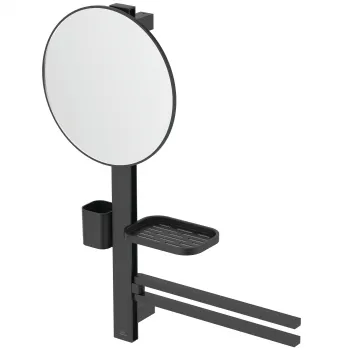 Set accesorii baie pentru lavoar Ideal Standard Alu+ negru mat 70 cm, oglinda fixa imagine