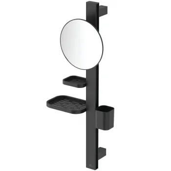 Set accesorii baie pentru lavoar Ideal Standard Alu+ negru mat 70 cm, oglinda mobila imagine