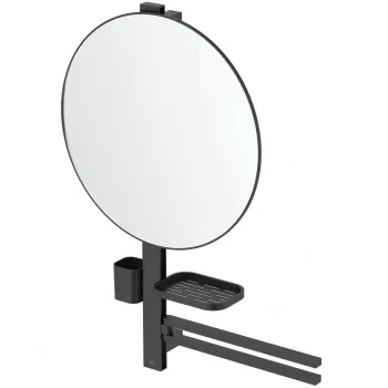 Set accesorii baie pentru lavoar Ideal Standard Alu+ negru mat 80 cm, oglinda fixa imagine
