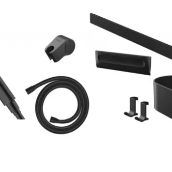 Set accesorii cabina de dus culoare negru mat Hansgrohe WallStoris Activation EcoSmart imagine