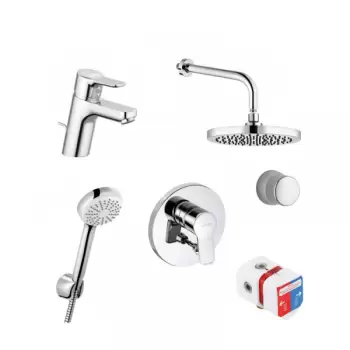 Set baie cu baterie lavoar, baterie dus, corp incastrat si set de dus Kludi, Pure Easy imagine
