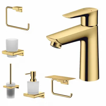 Set baterie Hansgrohe Talis si accesorii baie Hansgrohe AddStoris, auriu - Hansgrohe imagine